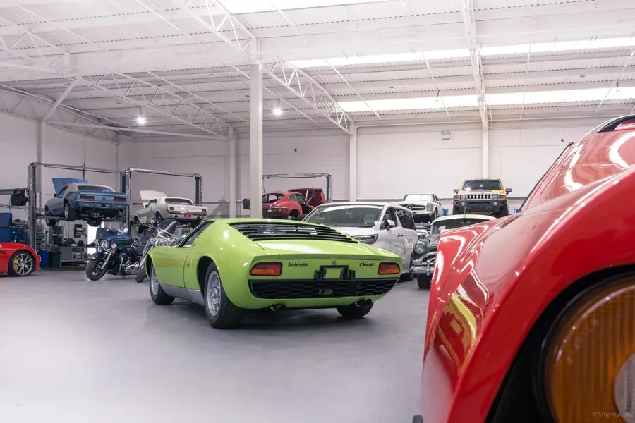 Classic Lamborghini Miura - a vintage supercar exempt from MOT testing in the UK due to being over 40 years old
